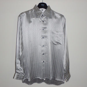 Silver & Black Silk DaVinci Dress Shirt